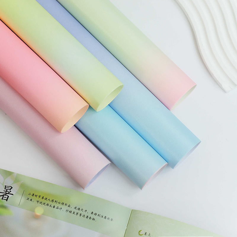Qixi día de San Valentín gradiente de papel de perla de Sydney 38 g grueso ramo de flores colorido material de embalaje floral de revestimiento
