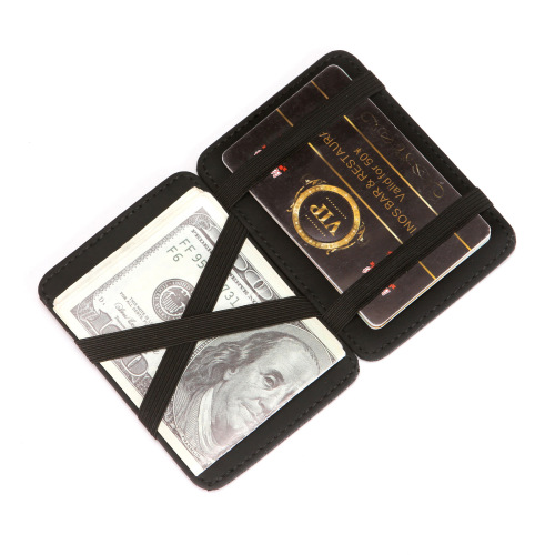 Cross-border hot selling PU men's flip magic wallet cross pattern men's wallet fashion wallet short card holder wholesale