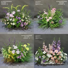 森系花艺婚庆婚礼装饰地排角花挂花盆花绢花路引花球交车仪式布置
