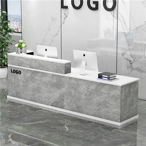 カウンターレジ会社のフロント受付店の小型レジデスクのクリーニング店のカウンターはシンプルで現代的です。|undefined