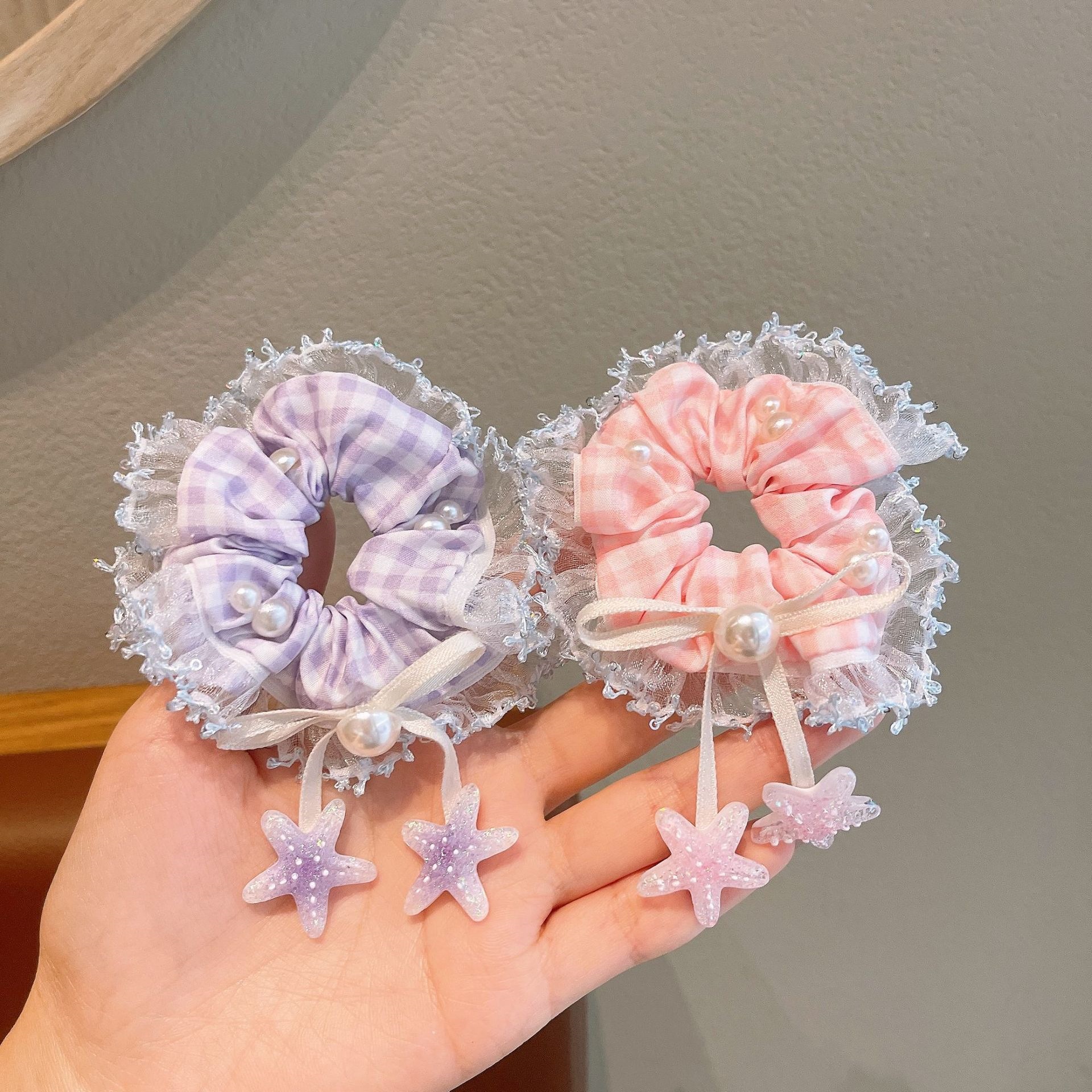 Anillo de cabello coreano de encaje para mujeres accesorios de primavera de flores de cabello de correa de correa de cabello de alta calidad toallas cuadradas accesorios de cabello