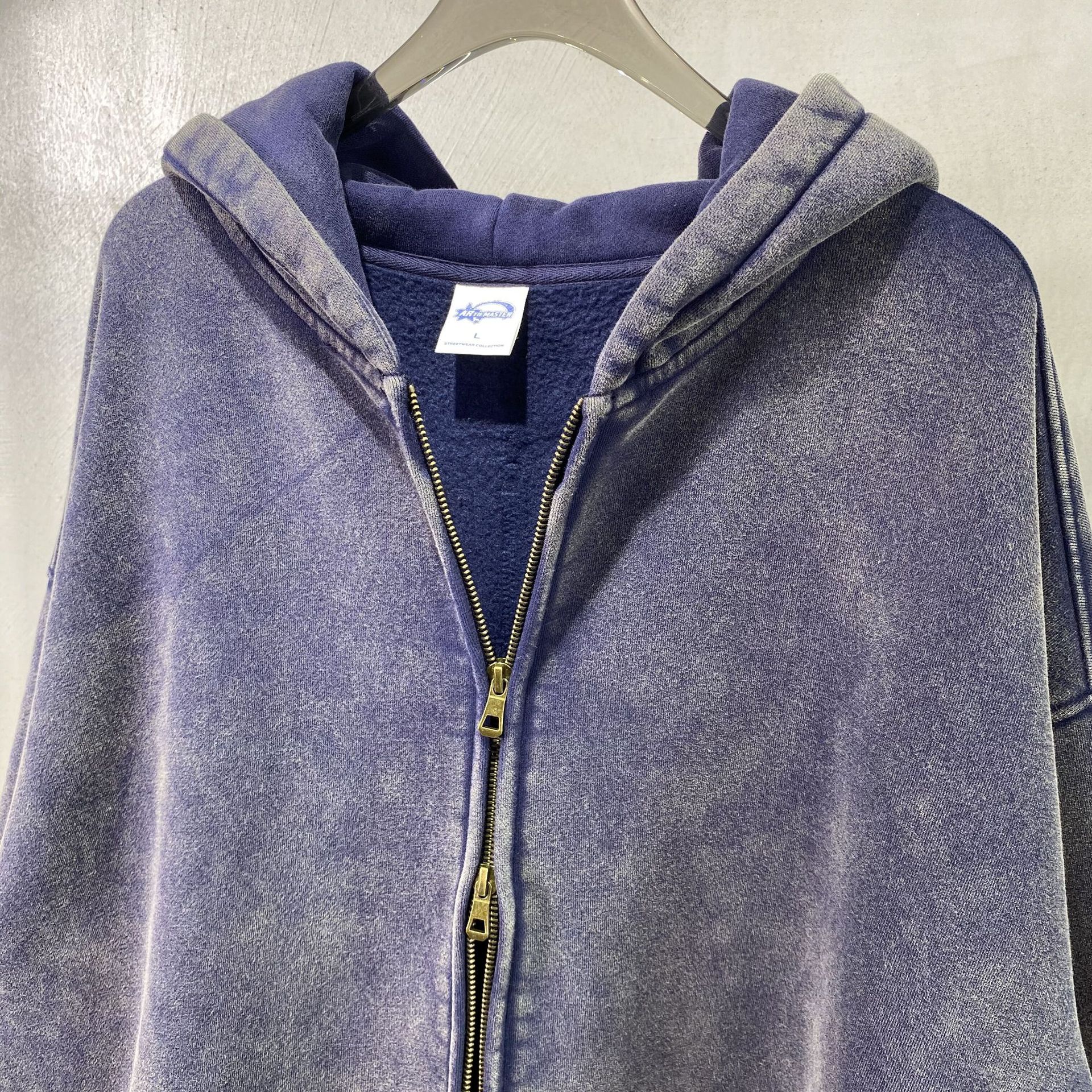 Sweatshirt vintage américain molletonné à zip pour homme_voghion.com