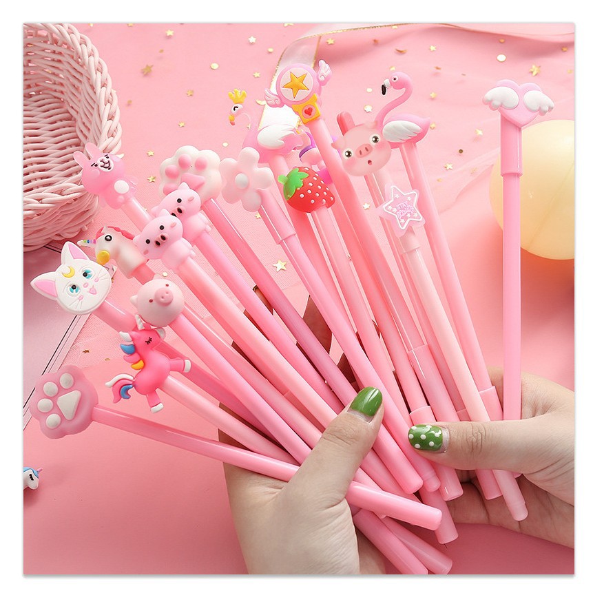 Pluma creativa de gel de dibujos animados linda chica corazón barril pluma estudiante tubo pluma de agua 10 paquete firma pluma traje