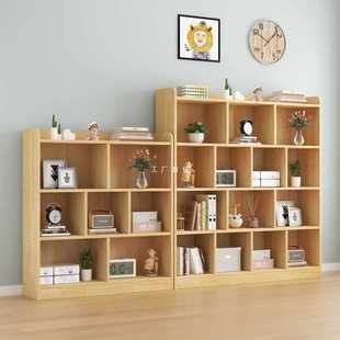 ✅ Floor-Standing Solid Wood Bookshelf Simple Children's Pine Storage Rack Student Home Low Bookcase Combination Grids Cabinet Economical