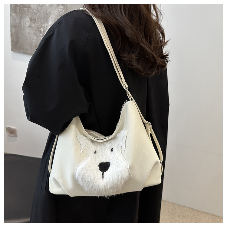 Cute little dog tote bag, women's bag, fashionable new school style backpack, large-capacity commuting single-shoulder bag undefined
