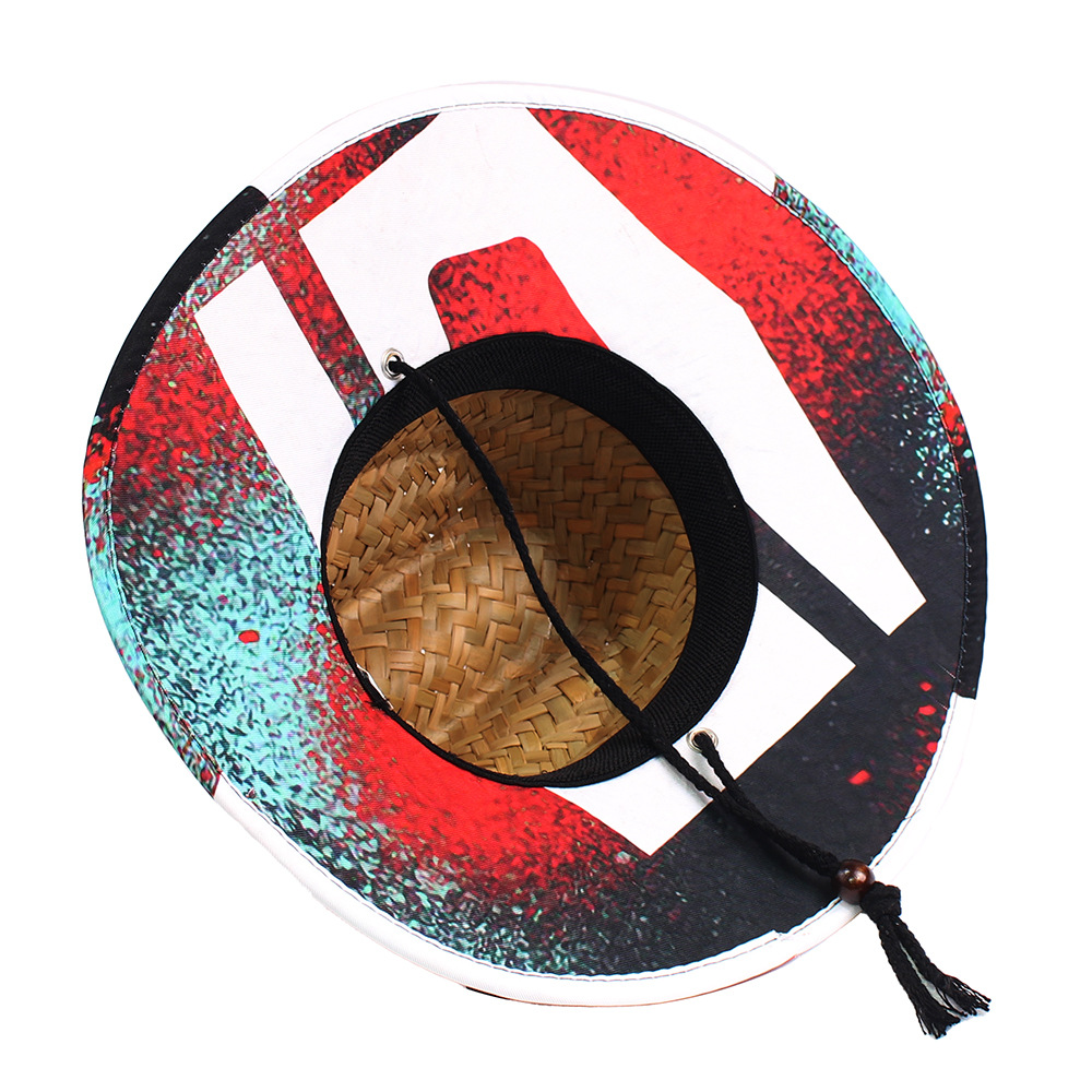 Sombrero de paja para hombre estilo playa, diseño salvavidas, moda verano 2024