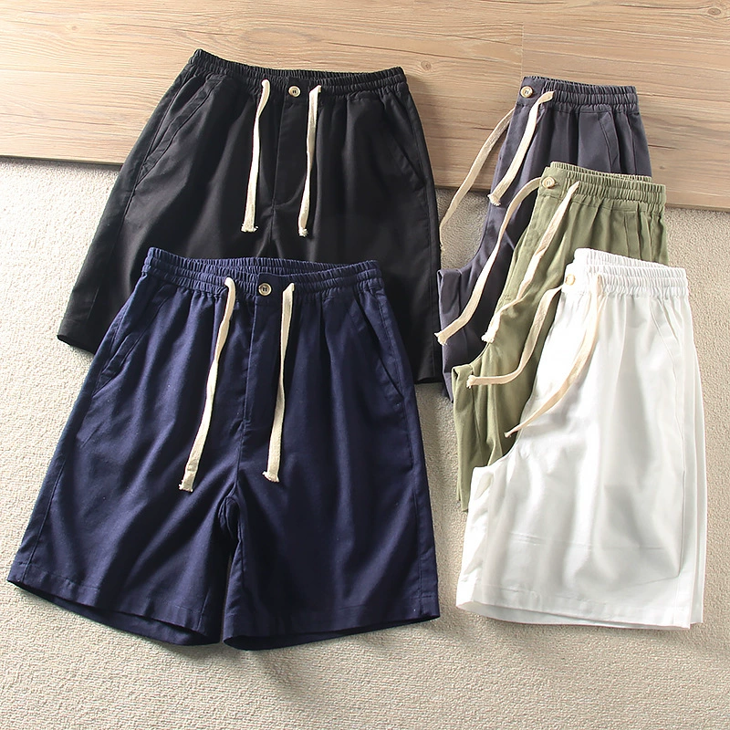 Круто! Европейская линия! Мужские летние новые льняные брюки с эластичной талией, эластичные повседневные хлопковые льняные шорты
