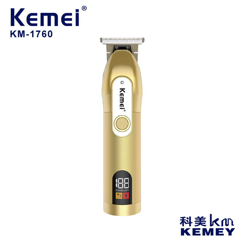 Cortadora de pelo recargable Kemei KM-1760 con pantalla digital para hombres, venta al por mayor
