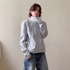 夏用男性用アウトドアオリジナルガーゼスタンドアップカラー日焼け防止服、軽量メッシュ通気性サイクリングウェア、スポーツウェア、ジャケット