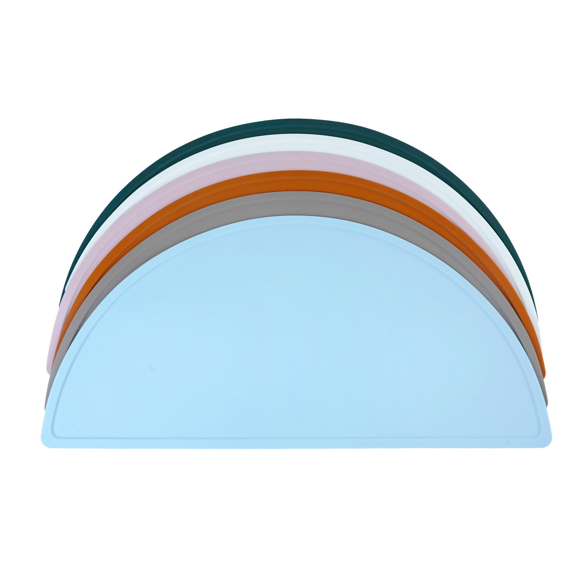 Manteles individuales de silicona para niños en forma de arco semi, manteles individuales de silicona antideslizantes y fáciles de limpiar, manteles individuales de silicona para estudiantes de dibujos animados