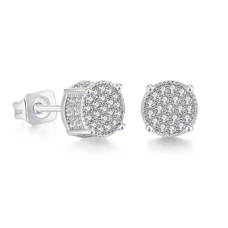 X432-A (manhao stone micro-embedded earrings) silver pair