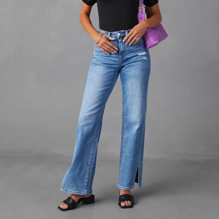 2025 Autumn New Cross-Border Trade Jeans All Sizes High-Waisted Vintage Straight-Leg Pants