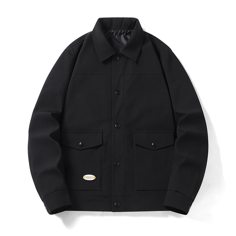 Chaqueta de solapa transfronteriza para hombre Otoño e Invierno nueva moda guapo forrado de lana engrosada para hombre talla grande ropa de trabajo al por mayor