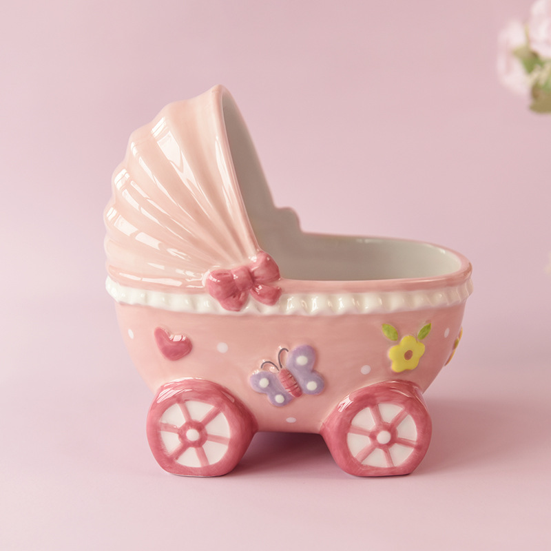 Cerámica creativa cochecito decoración escritorio joyería hámster Oso de Oro caja almacenamiento suministros para mascotas puede ser decorado tamaño pequeño