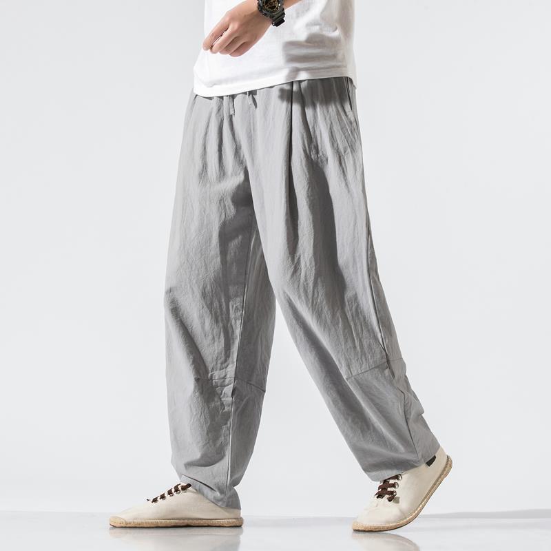 Chinese style men's Tang suit linen pants men's casual loose large size wide leg harem pants bloomers youth trousers