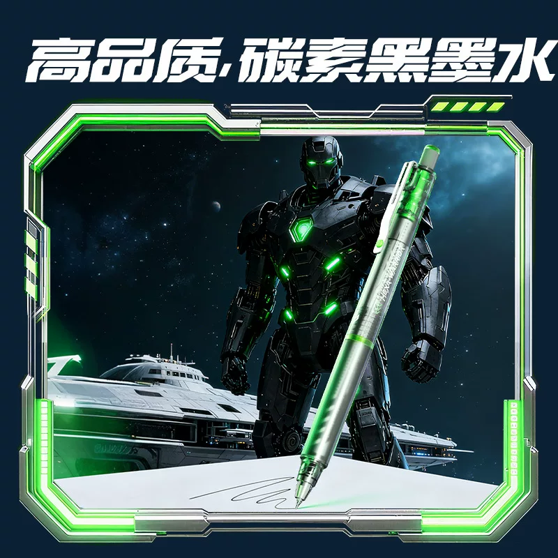Deli SS001 Шестигранный Воин Обсидиановый Рыцарь Карбон Черный Штамп Безшумная Гелевая ручка 0.5 мм AS Головка Черная