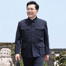 中山装男中老年男装上衣套装老年人衣服爷爷老式中山服爸爸结婚服