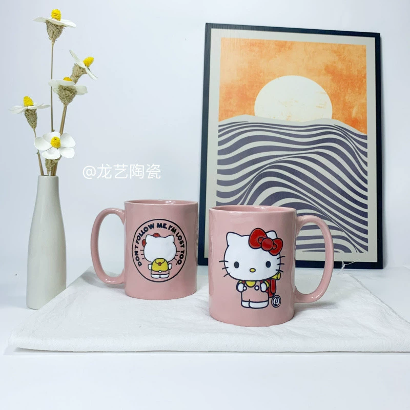 Керамическая кружка большого объема Hello Kitty, милая мультяшная кружка для воды и кофе