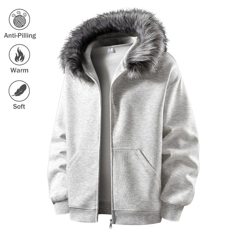 Q 50845 Hooded Cardigan with Fur Collar Q 50845 Hooded Cardigan with Fur Collar