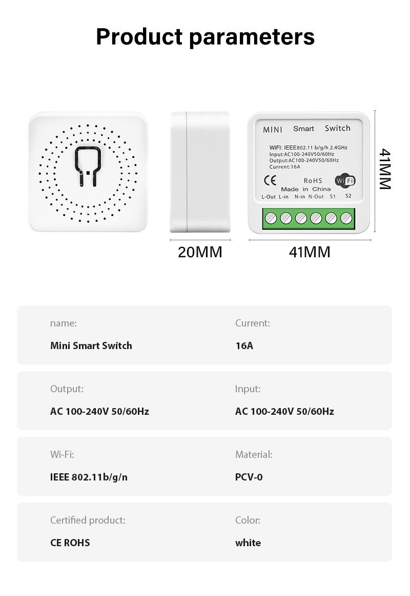 Mini WiFi Smart Switch Graffiti Wall Switch Hidden Installation Voice Control APP Control Switch
