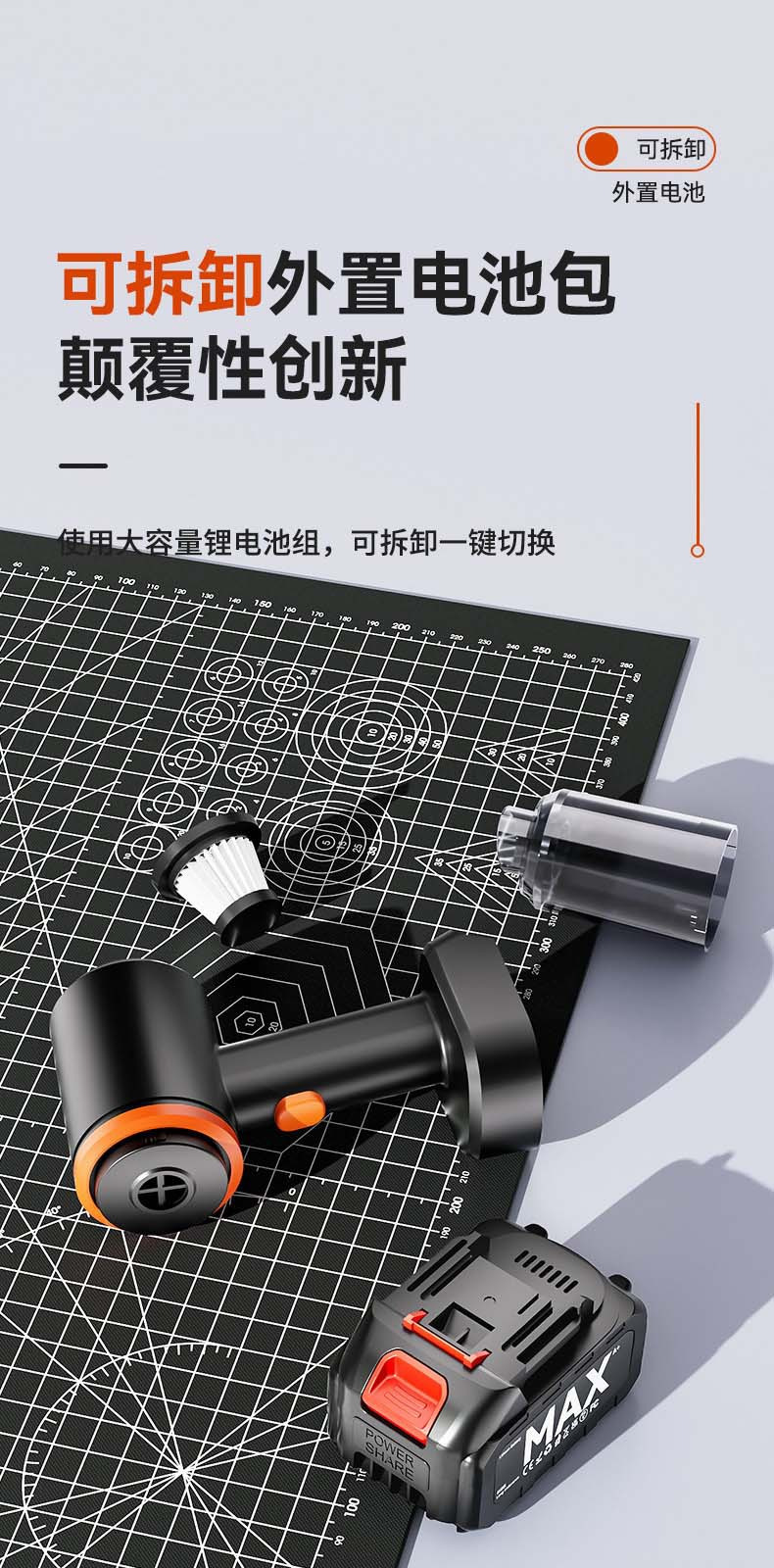 Car vacuum cleaner, wireless charging, suitable for both car and home use, powerful, compact, silent, mini handheld vacuum cleaner
