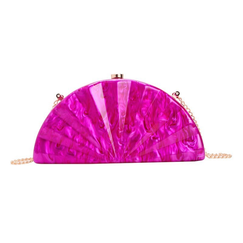 Transfronterizas damas europeas y estadounidenses bolsa de cena de diapasón diagonal de forma de ventilador de acrílico bolsa de noche de moda de fiesta de boda bolsa de mano