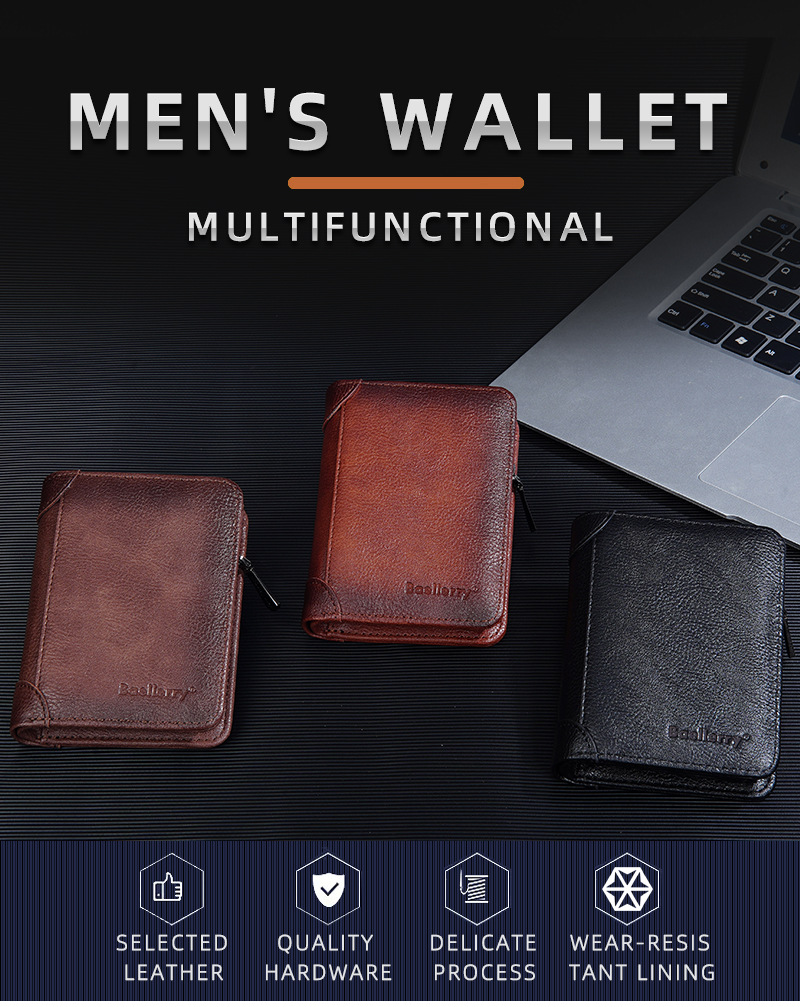69g Weight Polyester Lining Material Zipper Closure Type Small Wallets Bags Type 1 Piece Quantity Daily Occasion Pu Leather Material Solid Color Pattern All Seasons Season Men's Gender Sewing Thread Design Business Style Square Shape Men's Solid Color Pu Leather Zipper Small Wallets 无