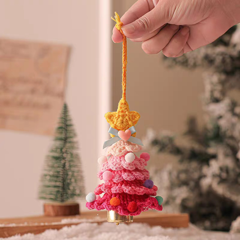 爆款圣诞节Christmas tree车挂件圣诞树毛线手工钩织礼物创意挂件|undefined