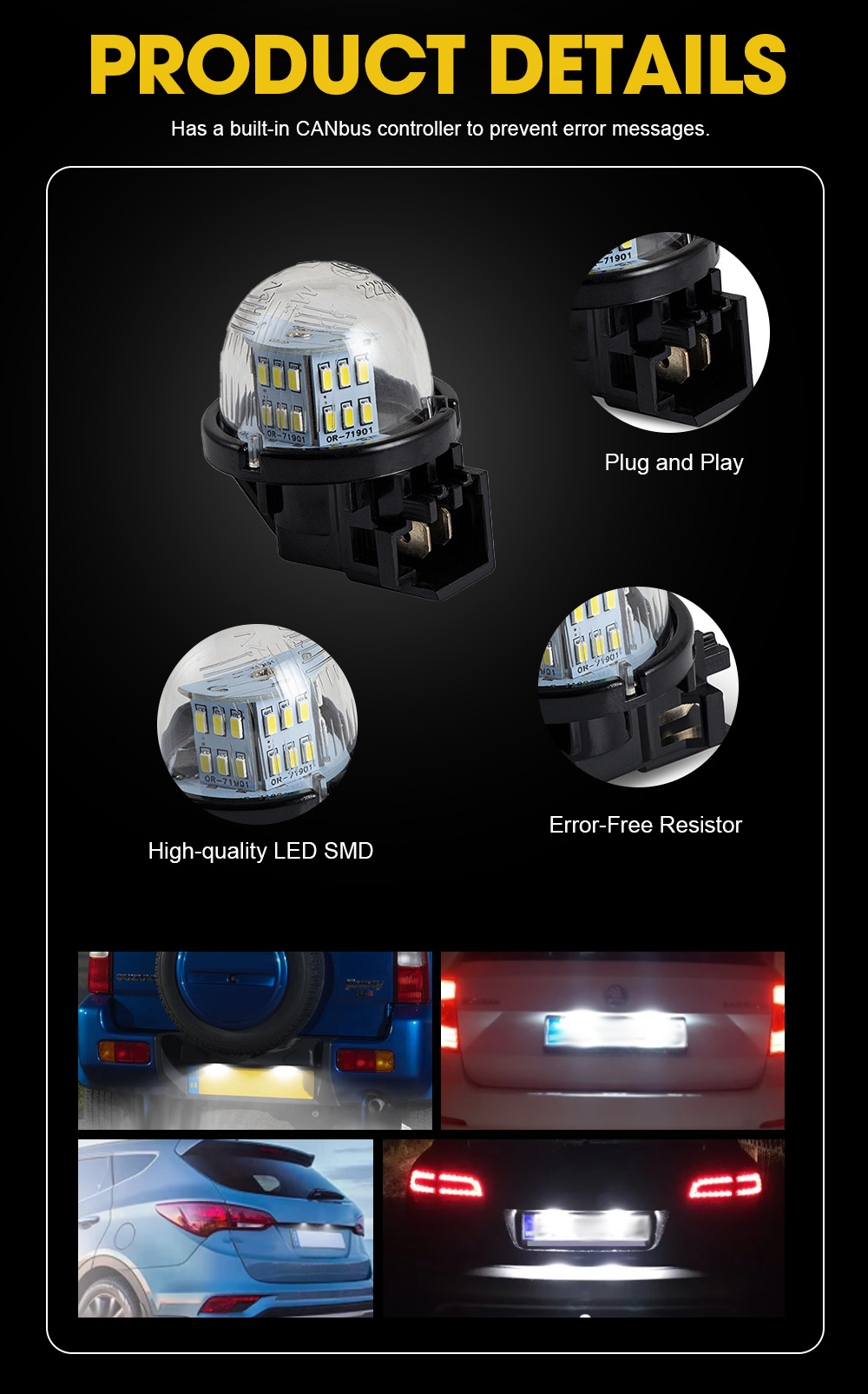 LED License Plate Light for Suzuki Alto Jimny JB23W Vitara Swift Baleno