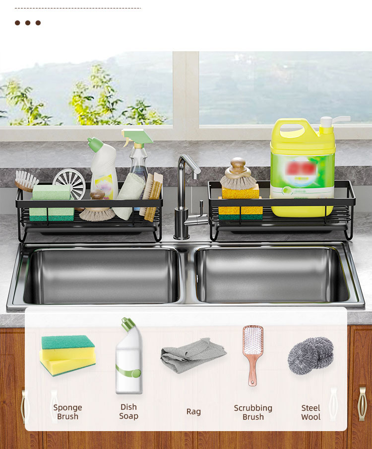 Kitchen Drain Rack Sink Dish Cleaning Essence Sponge Rack Dish Rack Dish-washing Sink Storage Rack Dishes_voghion.com