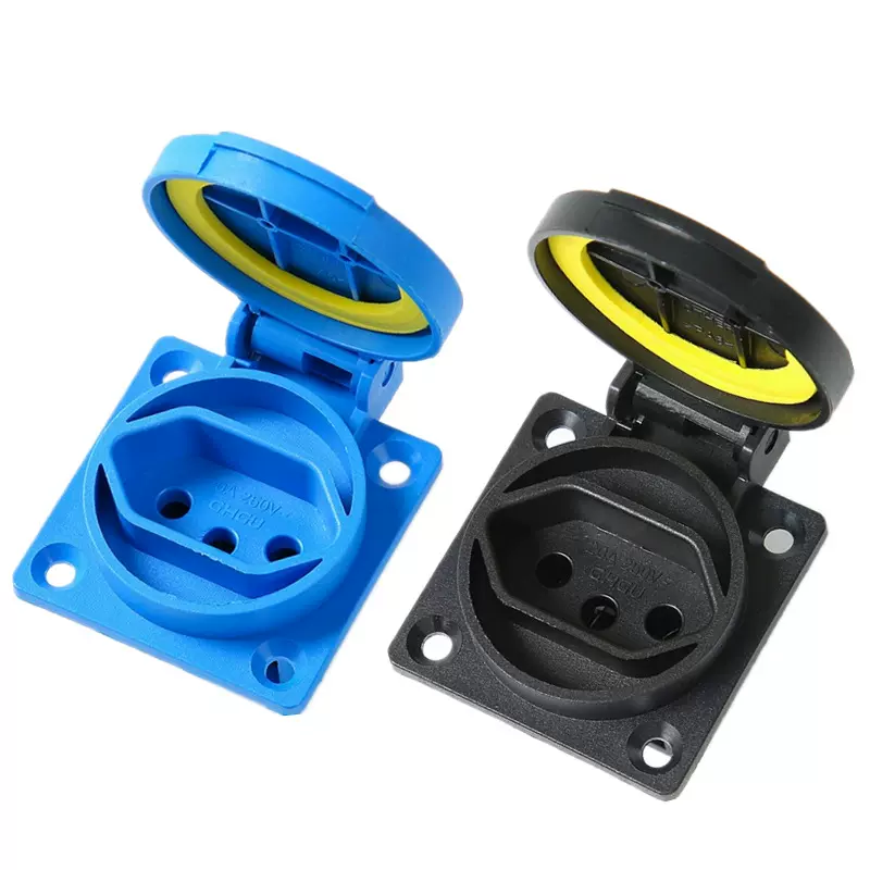 巴西瑞士防水插座 明装机柜户外储能巴西工业电源插座IP44 54等级