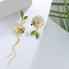 Design asymmetrical earrings, trend of season, flowered