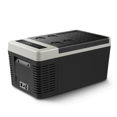 Factory In-Stock 18L Compressor Car Refrigerator for Car and Home Outdoor Use, Cooling and Freezing, 12V/24V Portable Small Ice Cooler (Soyuducular) - black-655395380mm