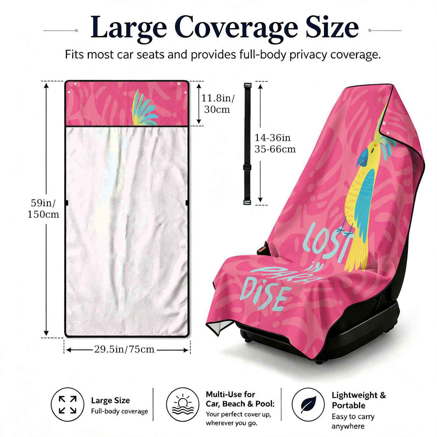 Summer bath towel and car seat cover 2-in-1, ultra-fine fiber outdoor beach and car dual-use universal seat cushion