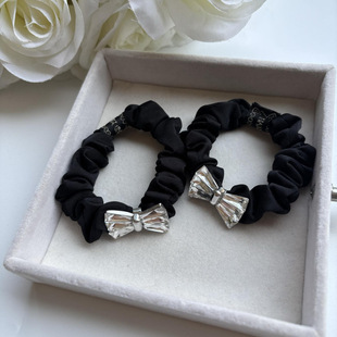 Korean Elegant Zircon Diamond Bow Elegant Girl Simple Ball Hair Rope Ponytail Hair Rope Rubber Band Hair Tie
