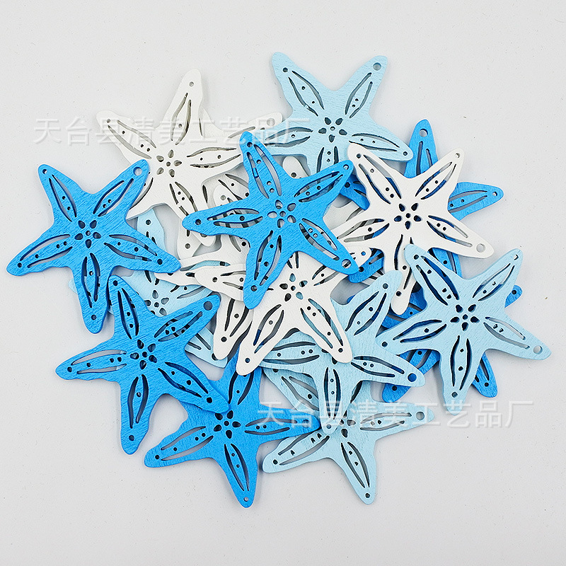 5cm Starfish/Shell tres colores DIY madera artesanía decorativa de los niños bloques construcción pintados