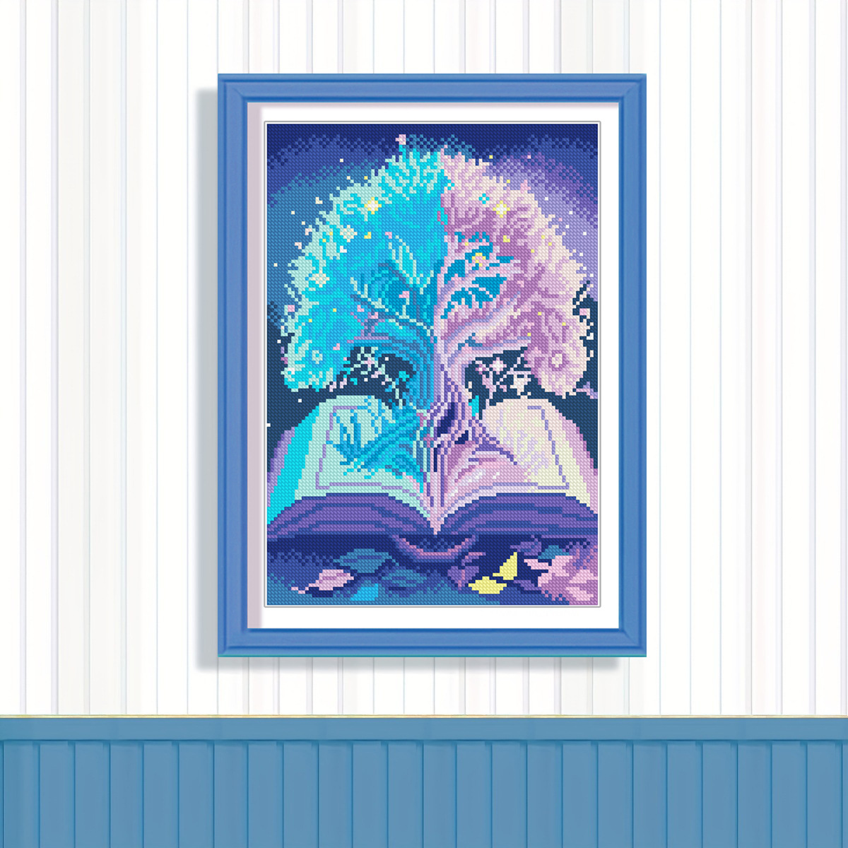 Nuevo bordado cruzado transfronterizo árbol estrellado dos sueños de estilo europeo hermoso bordado cruzado sala de estar dormitorio pintura decorativa para el hogar image 1