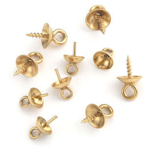 Stainless Steel Rust Steel Pearl Holder Pendant 9-Character Needle Bead Cap Vacuum Thread Multi-Specification DIY Handmade Jewelry Accessories