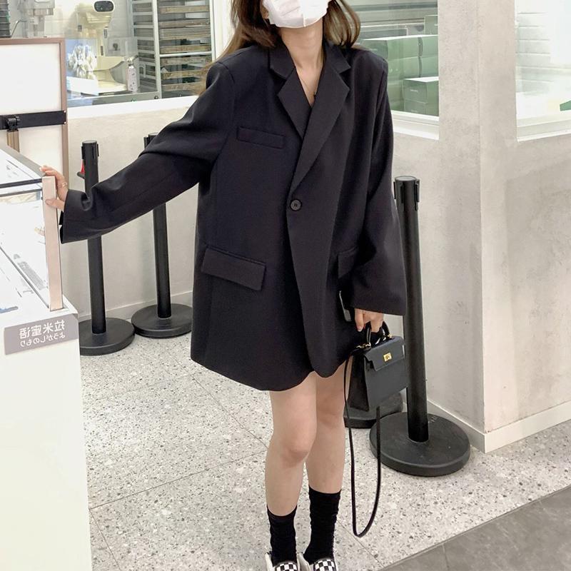 Korean Style Loose-Fitting Black Blazer for Women, High-End Oversize Autumn New Suit for Work and Casual Wear Korean Style Loose-Fitting Black Blazer for Women, High-End Oversize Autumn New Suit for Work and Casual Wear