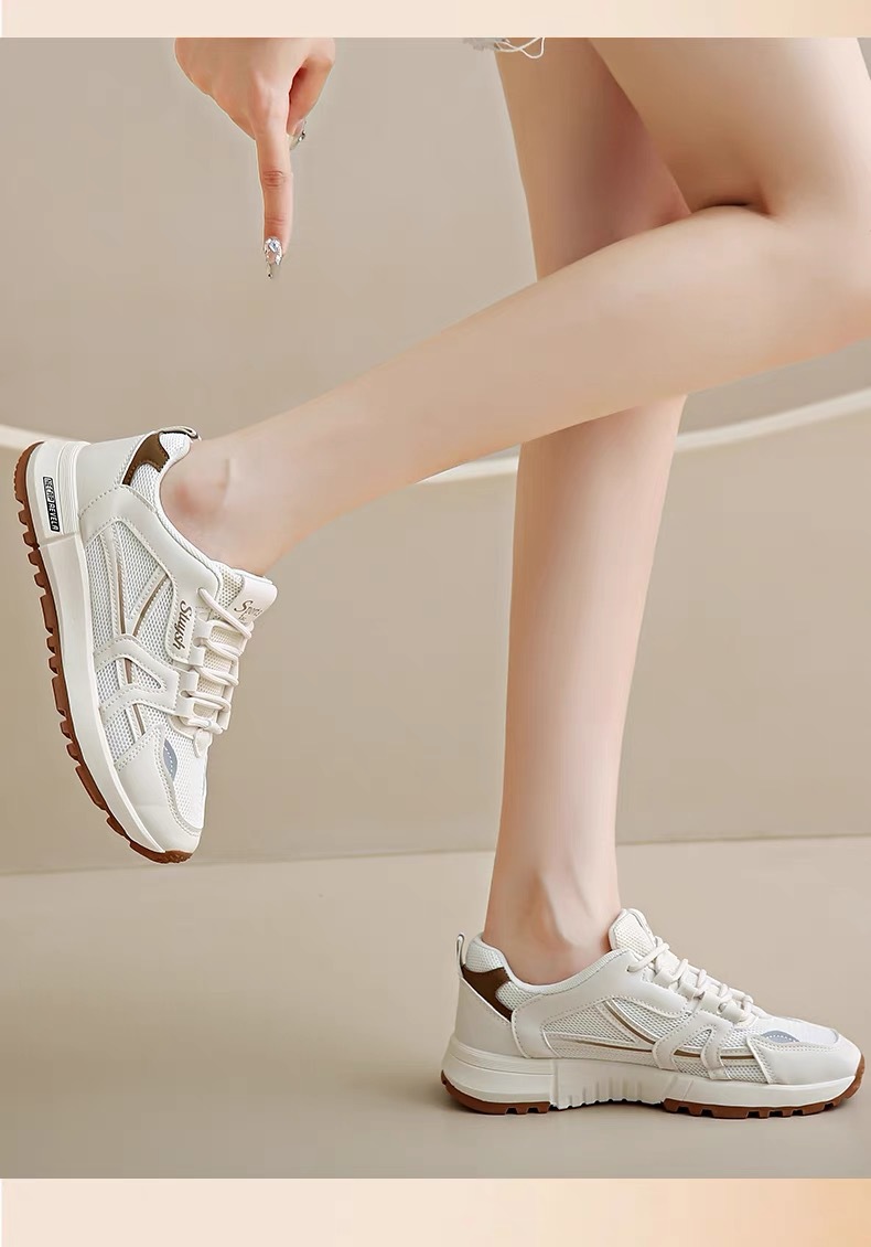 Zapatos blancos pequeños transpirables de malla con suela gruesa para mujer, nuevos y versátiles zapatos casuales de tabla con forma de bizcocho_voghion.com
