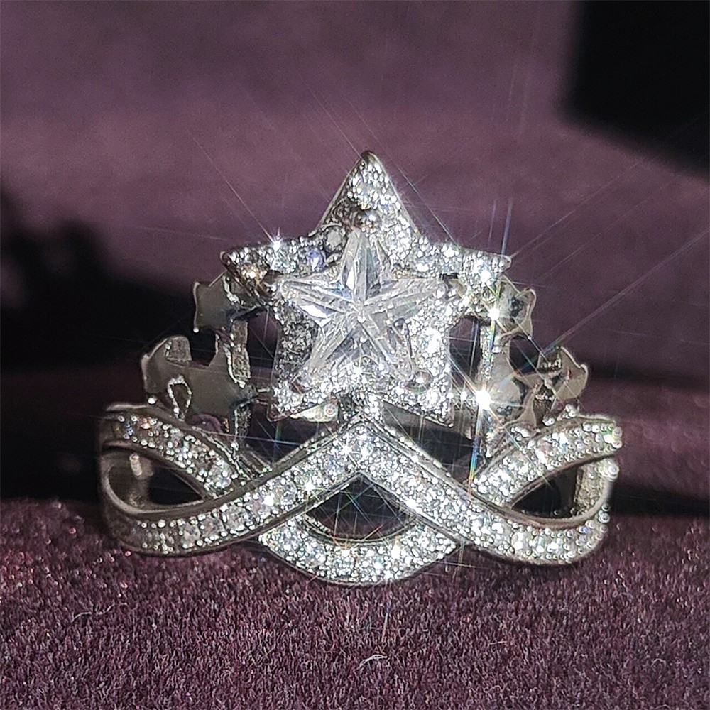 Fashion Star Copper Inlay Zircon Open Ring 1 Piece