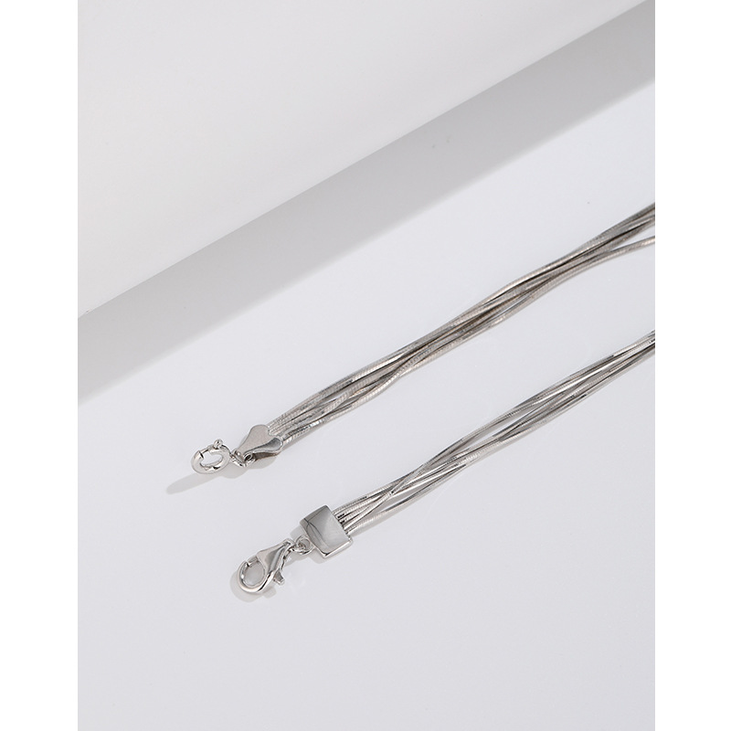 925 plata esterlina multi-capa serpiente hueso cadena pulsera para las mujeres verano nuevo simple temperamento nicho ins frío estilo novia pulsera