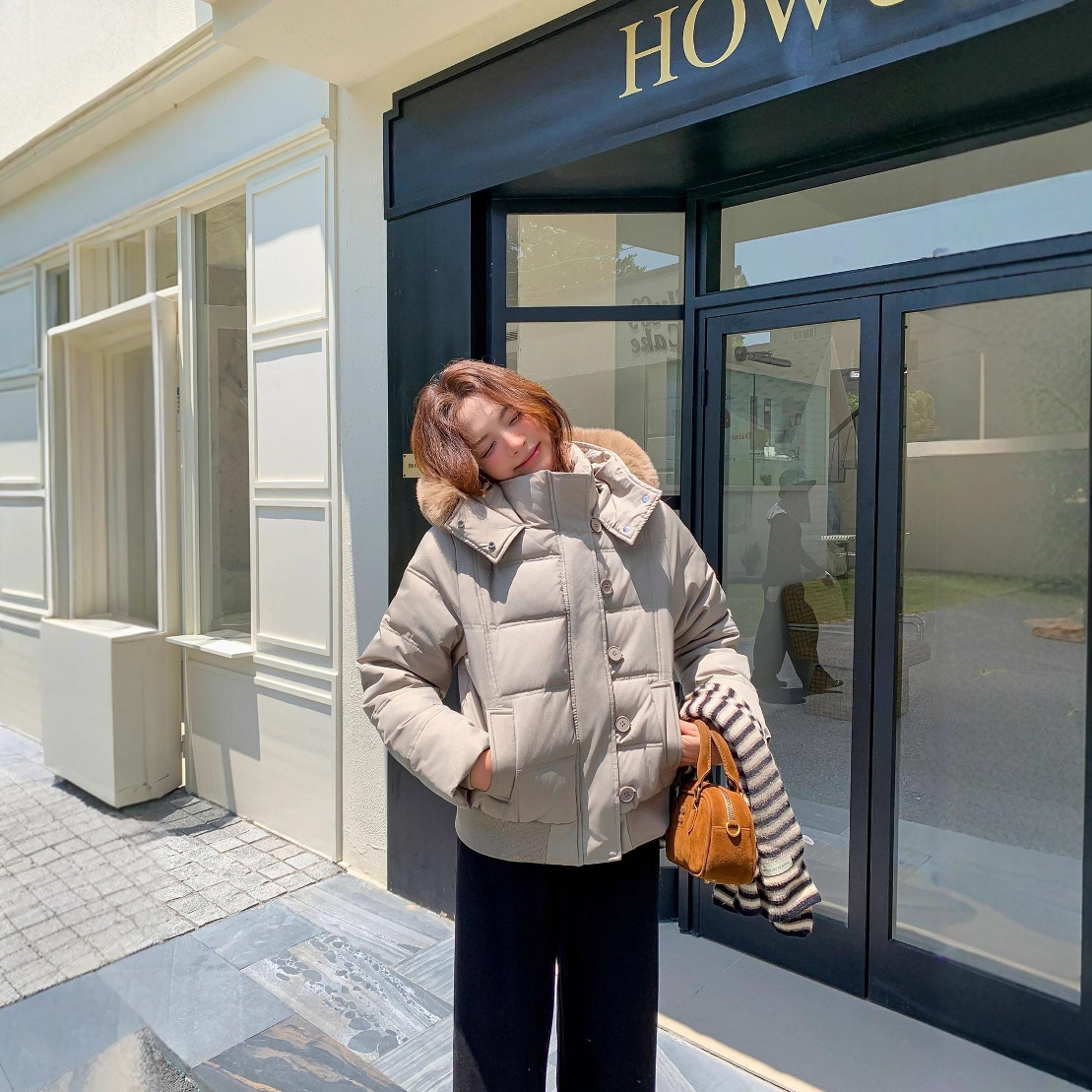 25 nuevo estilo coreano cuello puff encapuchado invierno ropa de algodón de pluma de invierno mujer nueva ropa de pan de invierno gruesa abrigo suelto image 4