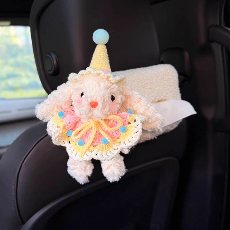 Creative Rabbit Car Tissue Box Storage Car Hanging 2025 New High Sense Car Doll Lady