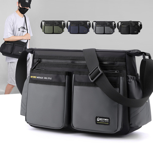 Cross-border new men's crossbody bag, outdoor sports shoulder bag, large capacity travel bag, Oxford cloth men's business bag