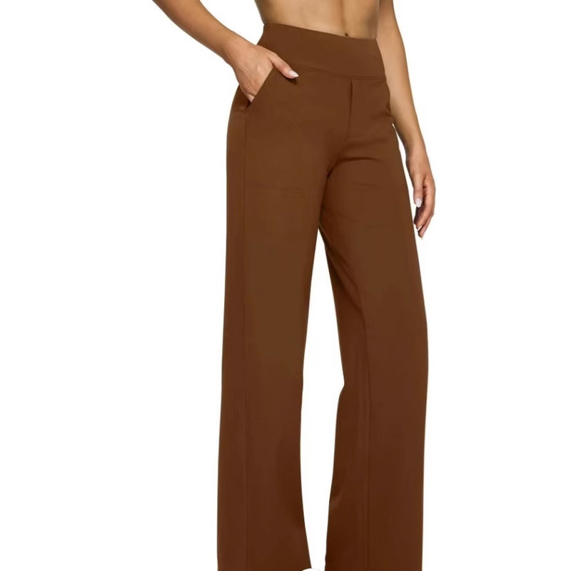 2025 Europe and America Amazon Cross-border Hot New Women's Casual Loose Pocket Knitted Straight High Waist Yoga Pants