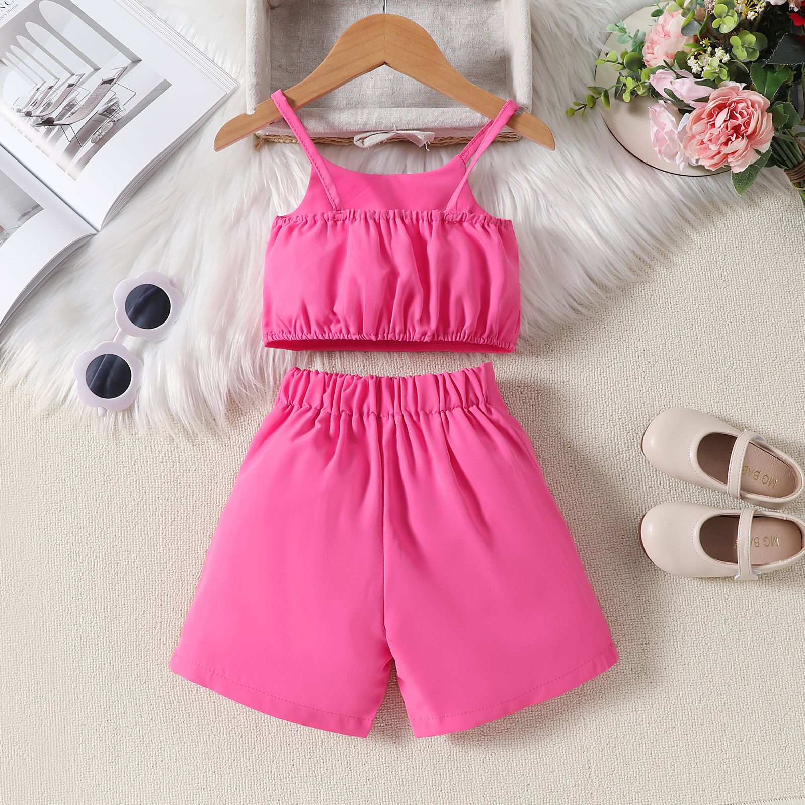 Casual Cute Solid Color Cotton Girls Clothing Sets display picture 3