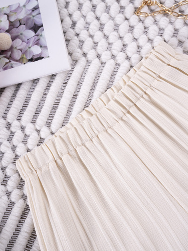 2025 girls 'summer solid color sling set with ruffled ins style straight pants casual wavy fabric for children
