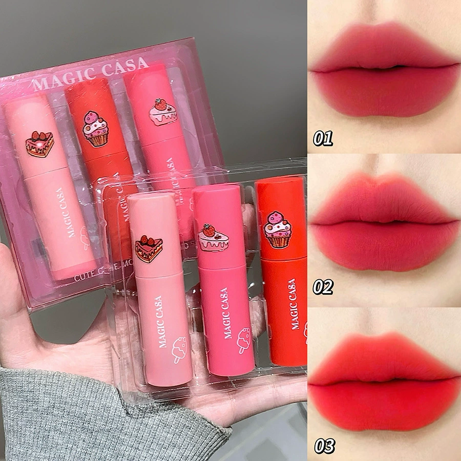 MAGIC CASA mousse, помада, акриловый трехступенчатый блеск для губ, набор, (перекрёстная торговля)