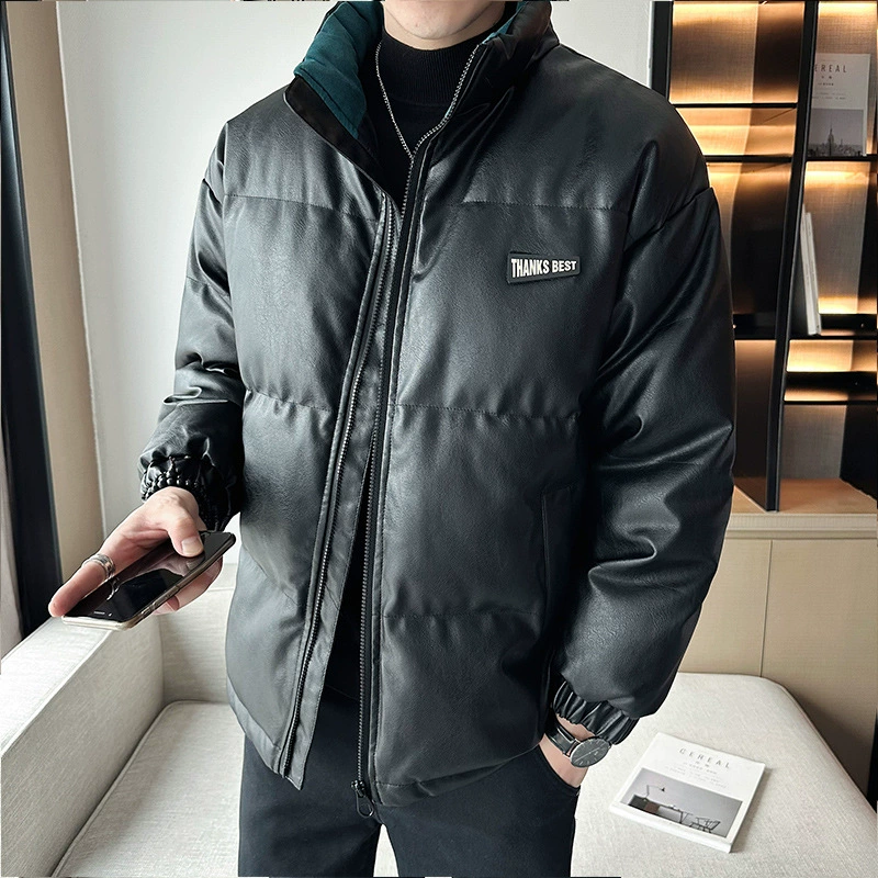 Молодежное кожаное пальто с хлопковой подкладкой в Корейском стиле, мужской зимний утепленный теплый костюм для хлеба, новое универсальное пальто с хлопковой подкладкой, Простое Повседневное модное пальто с хлопковой подкладкой